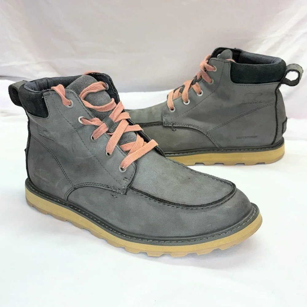 Sorel Madson Moc Toe Boots Mens 10 Quarry Gray Waterproof Leather NM2788-028